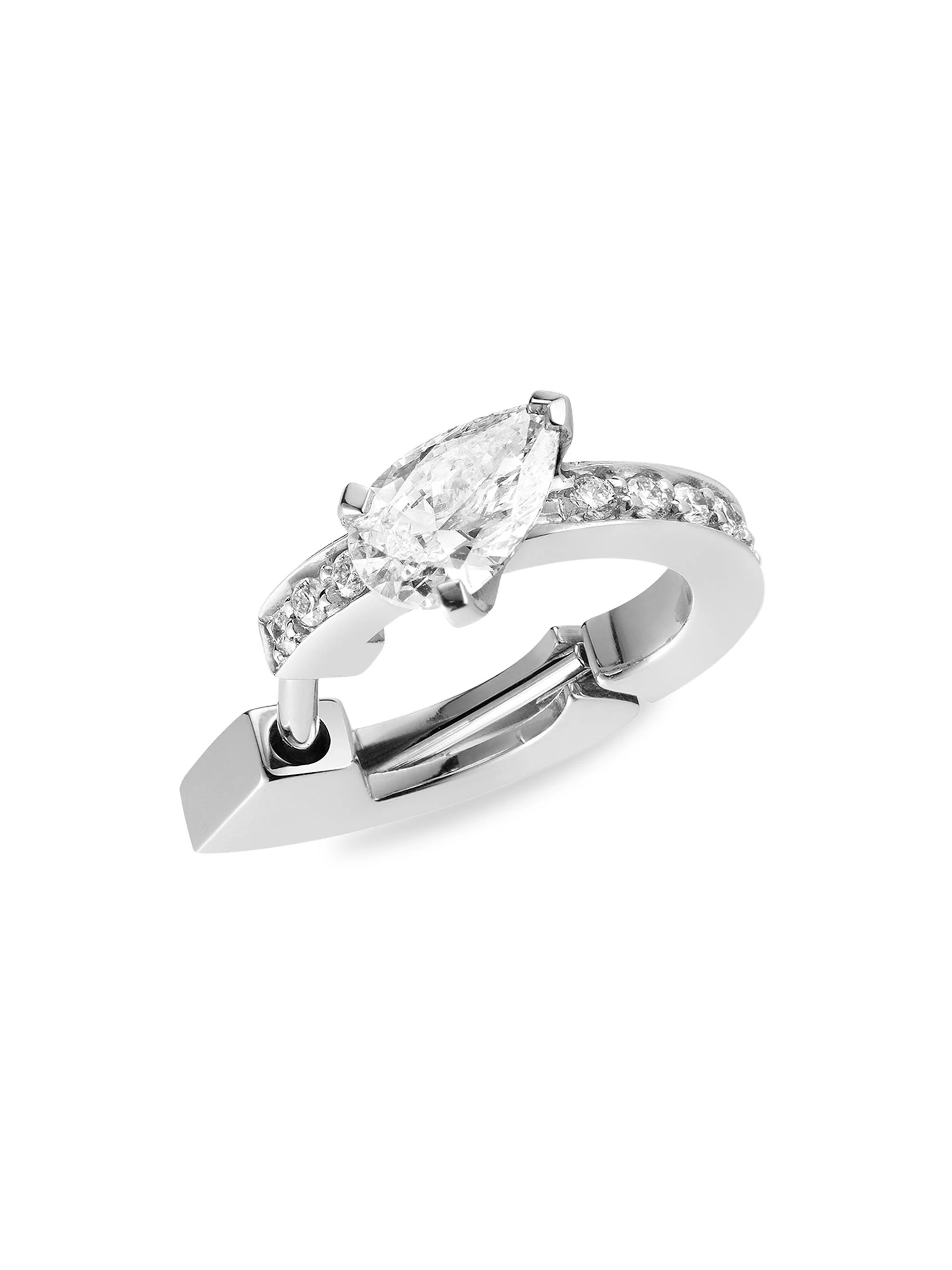 Women's Harvest 18K White Gold & Diamond Single Hoop Earring - White Gold - 1