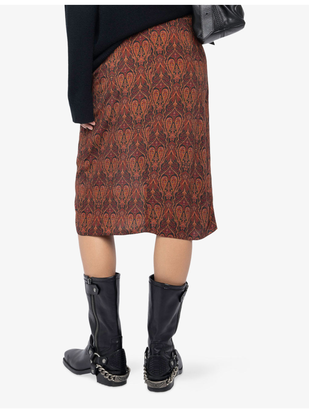 Julen Paisley-Print Lace-Embroidered Satin Midi Skirt - 4