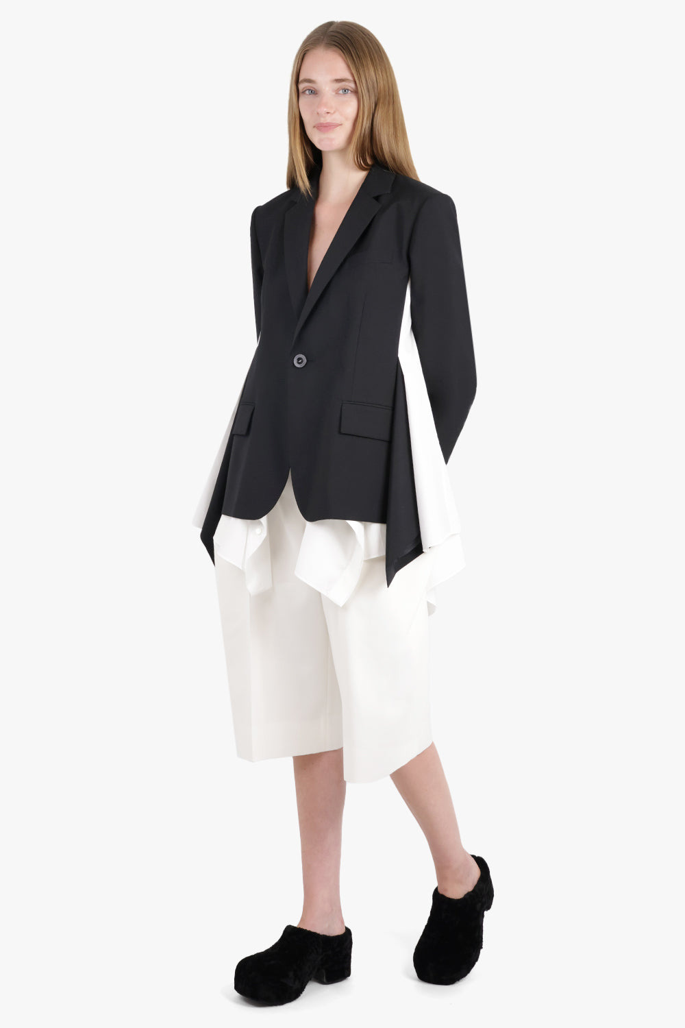 SUITING JACKET WITH SHIRT DETAILING | BLACK/OFF WHITE - 4