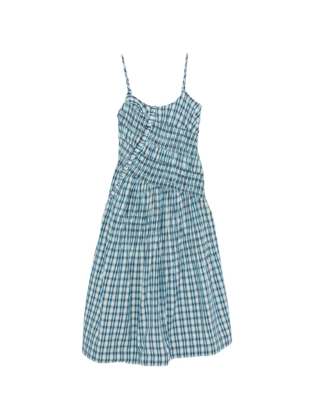 Lyra shirred checked midi dress - 1