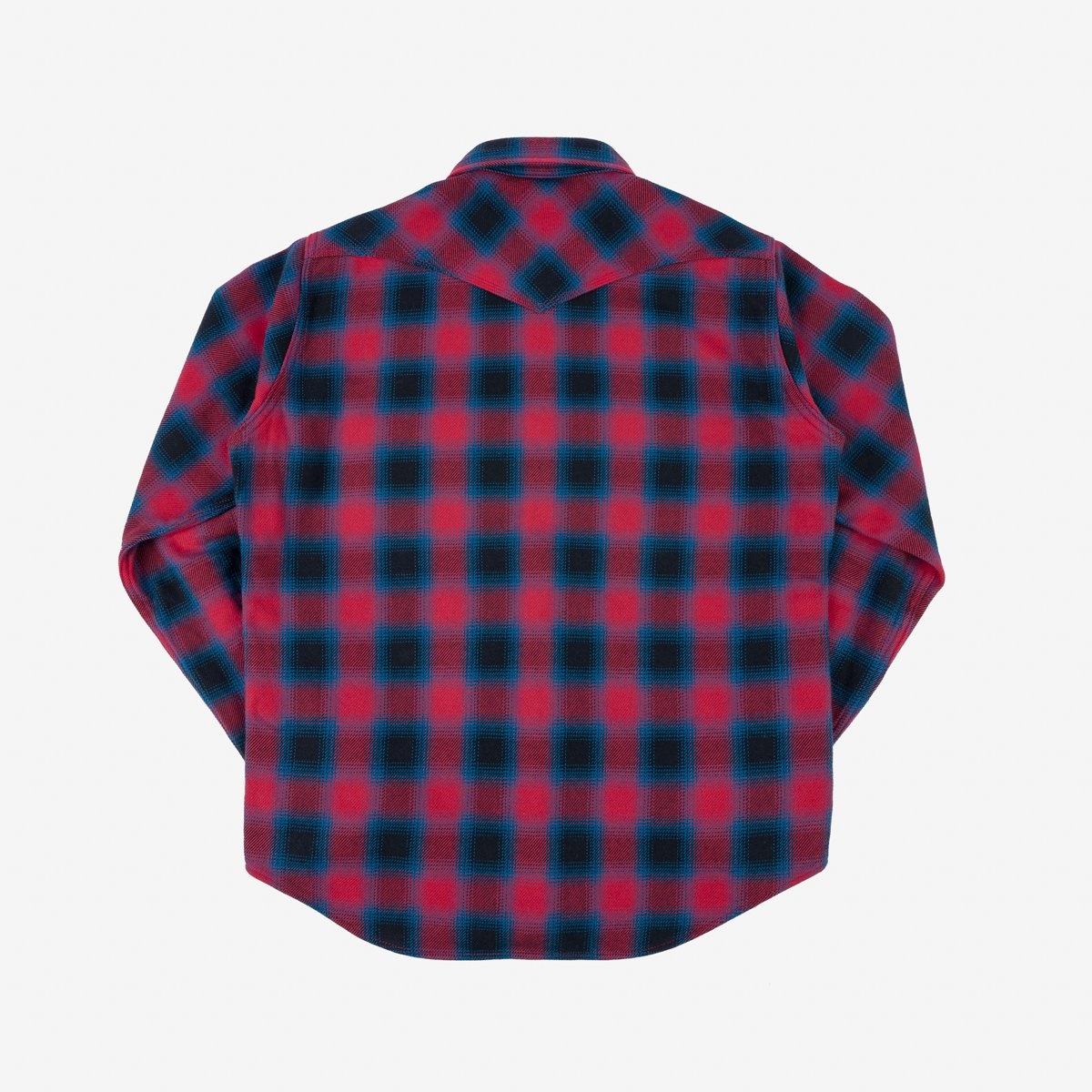IHSH-373-RED Ultra Heavy Flannel Ombré Check Western Shirt - Red - 6