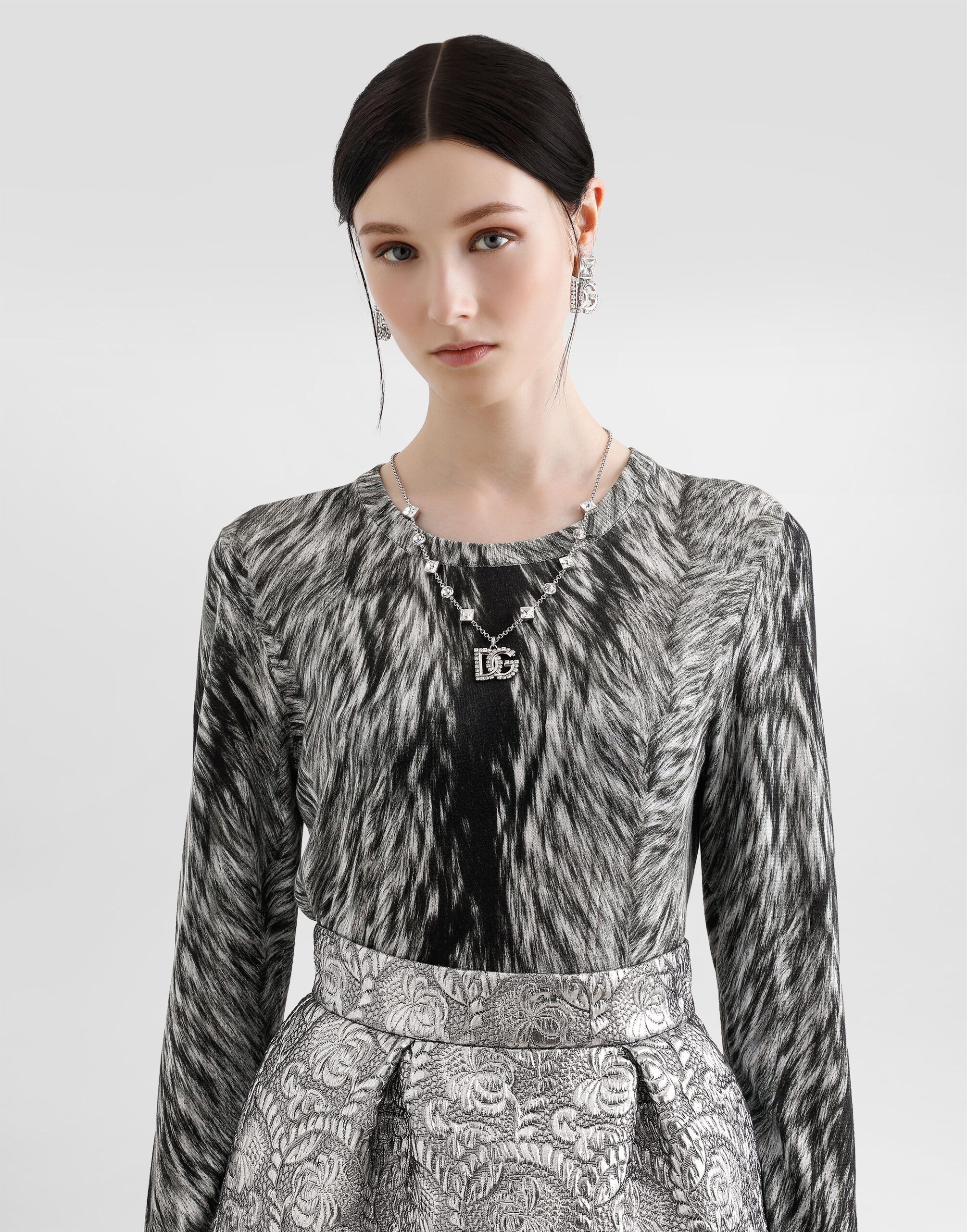 Fur-print silk sweater - 4