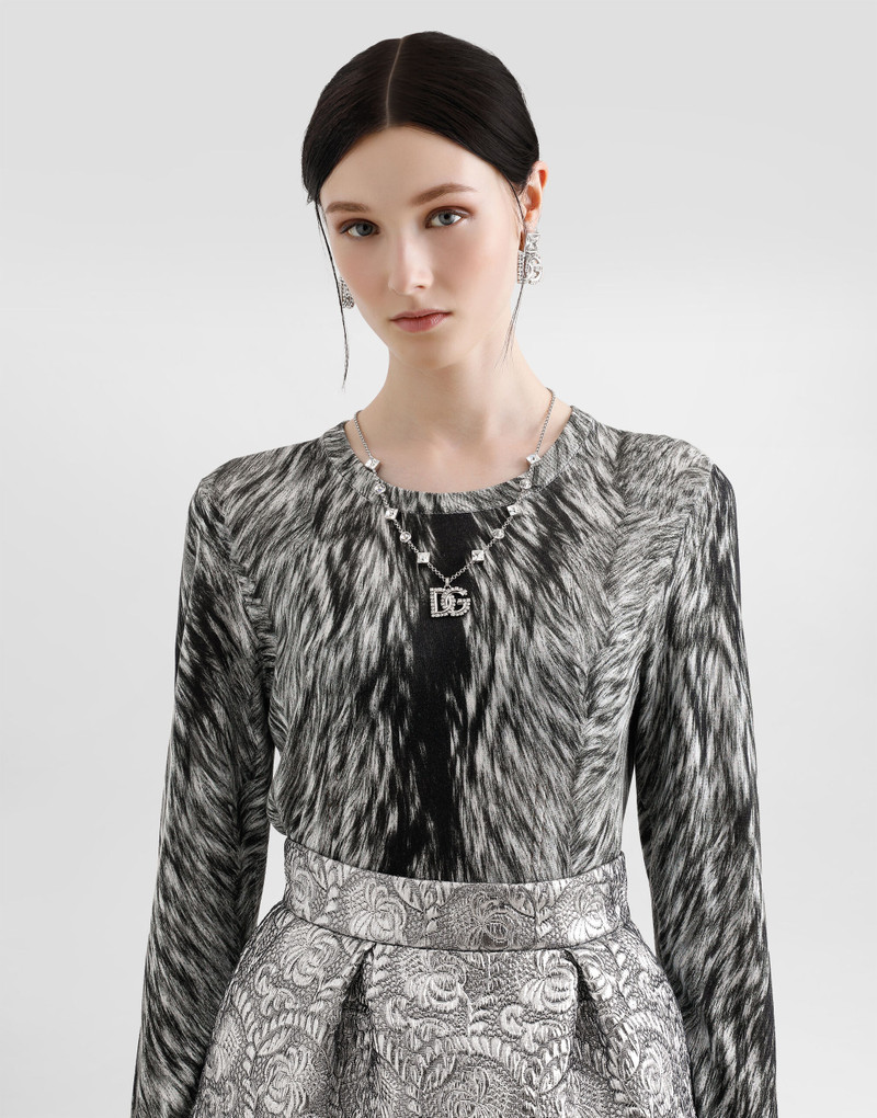 Fur-print silk sweater 4