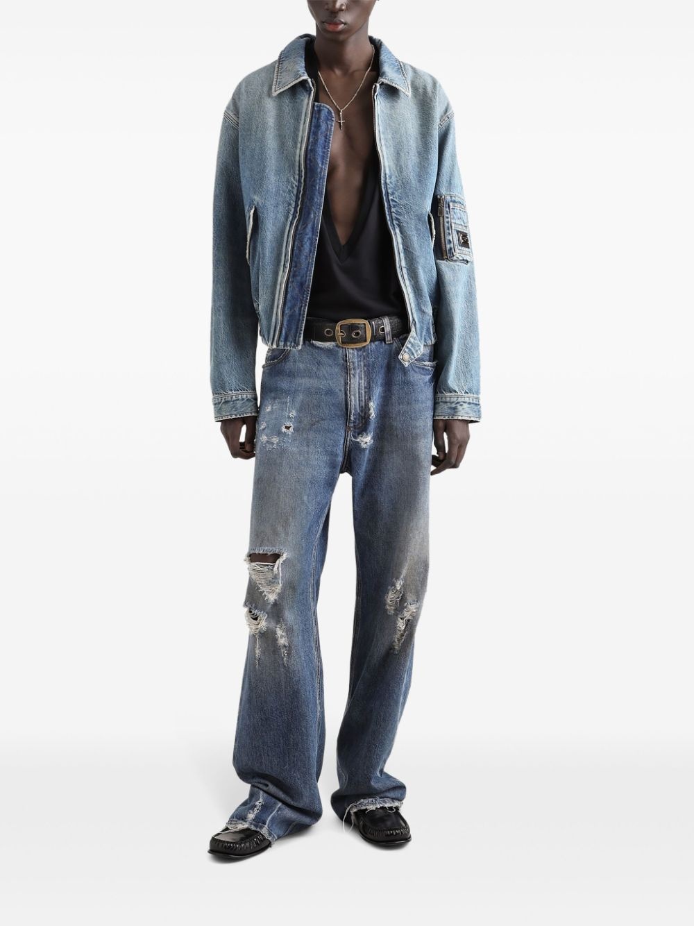 logo-appliqué denim jacket - 2