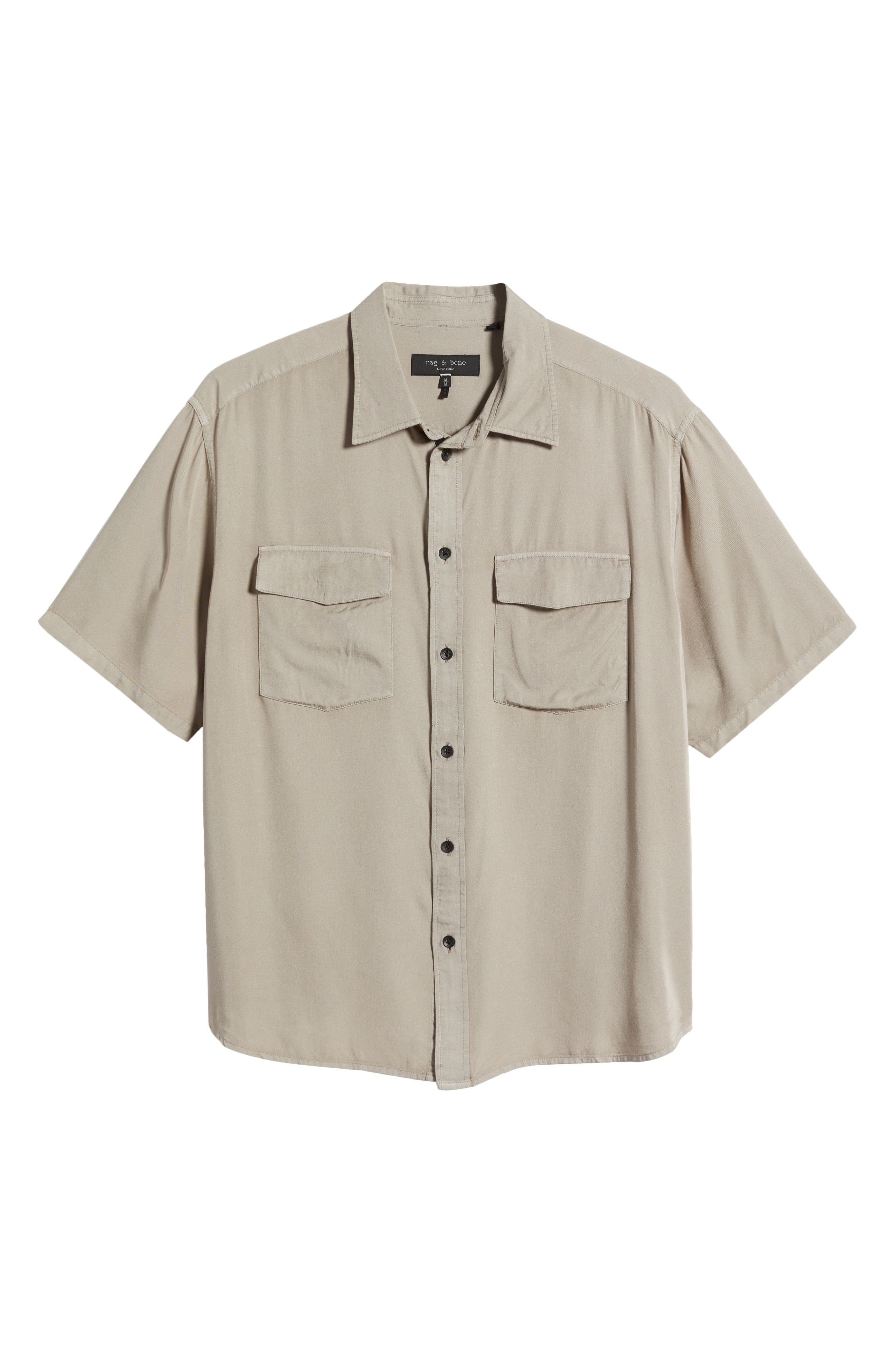 rag & bone Matthew Short Sleeve Button-Up Shirt in Elephant Grey at Nordstrom - 6