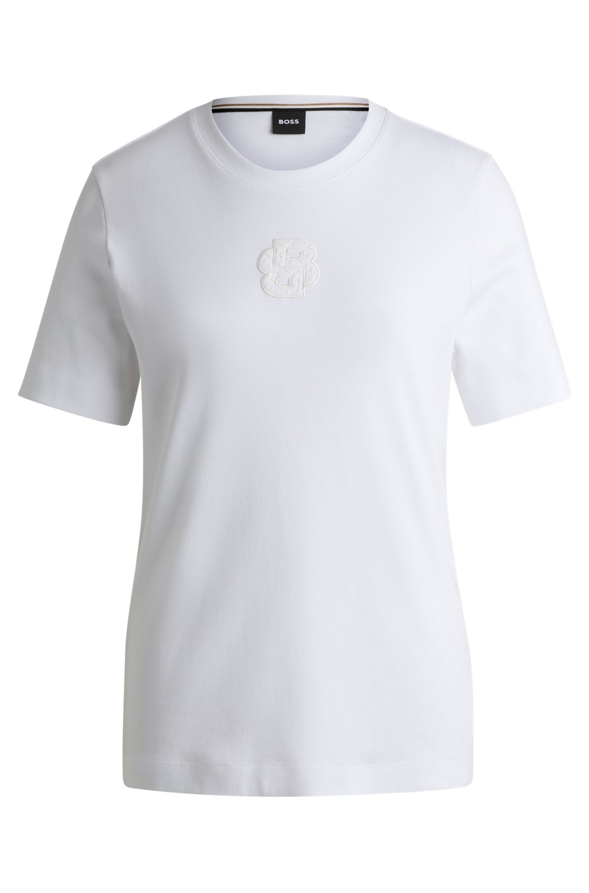 INTERLOCK-COTTON T-SHIRT WITH DOUBLE B MONOGRAM - 1