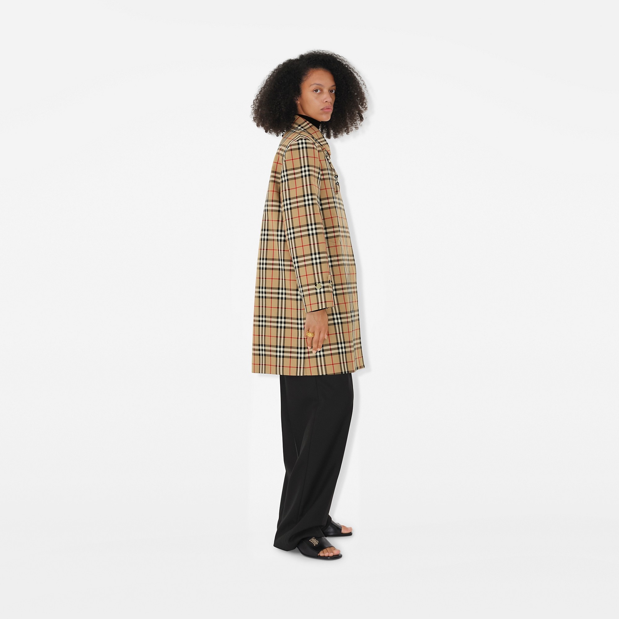 Check Cotton Car Coat - 3