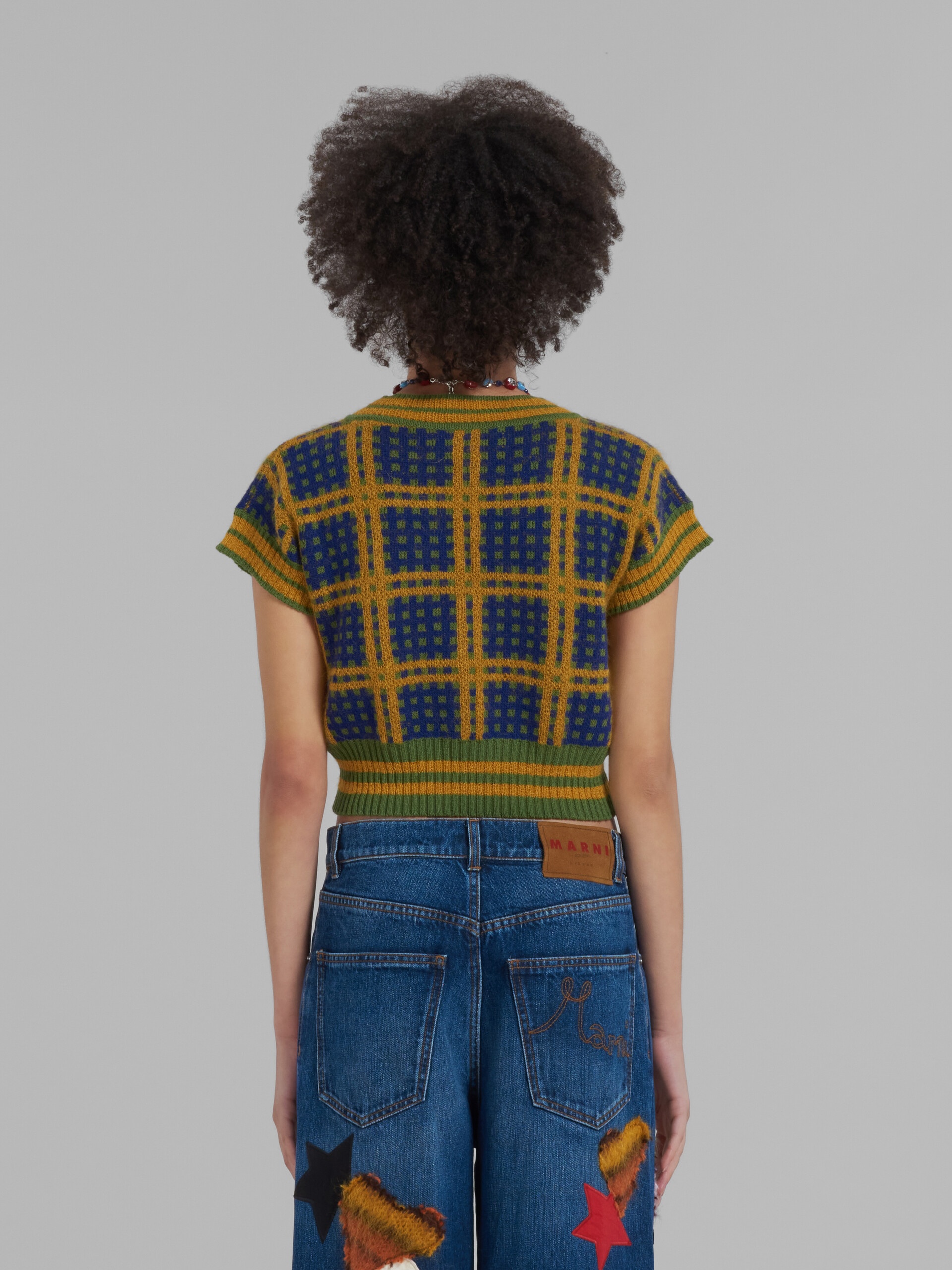 GREEN SLEEVELESS JUMPER WITH '50S CHECK - 3