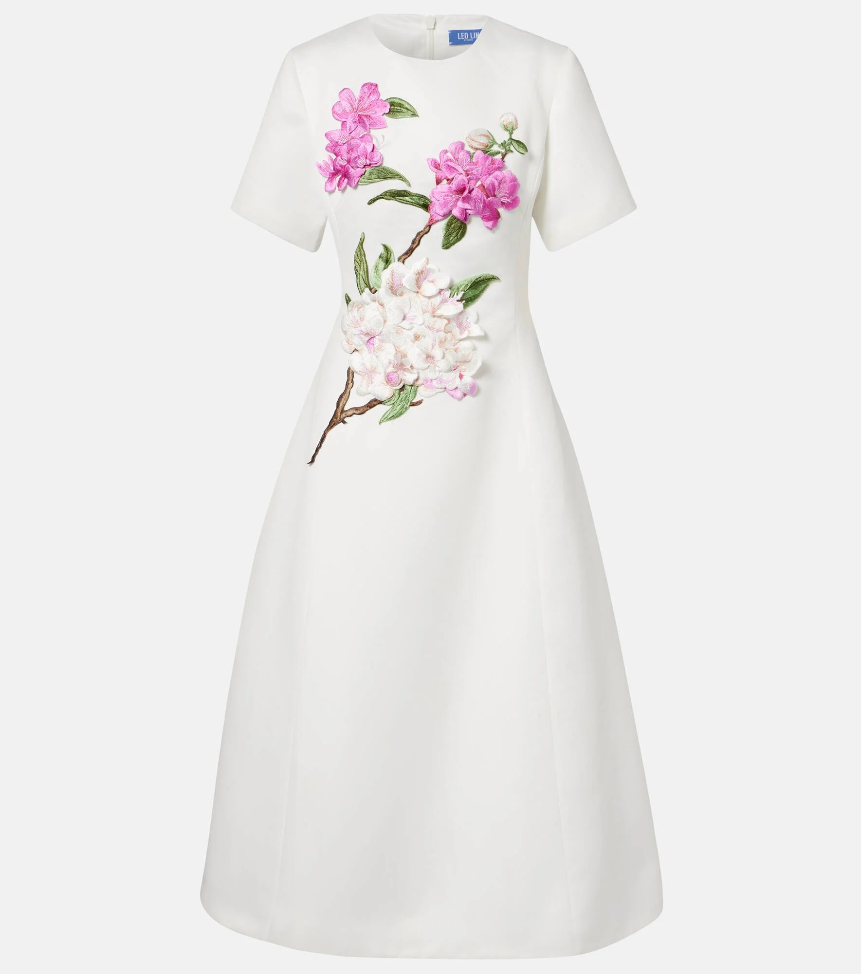 Caroline floral-appliqué midi dress - 1