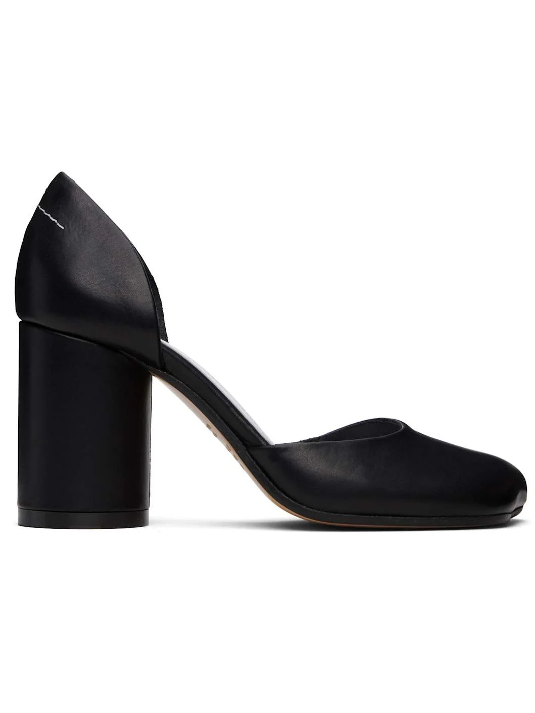 Black Shiny Vegetable Tanned Leather Court Heels - 1