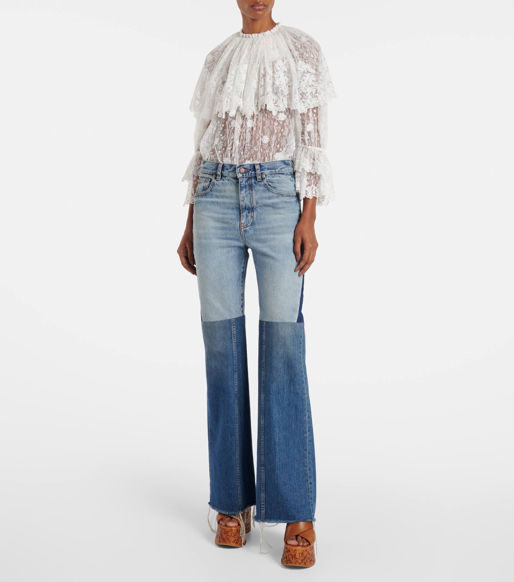 Patchwork flared jeans - 6