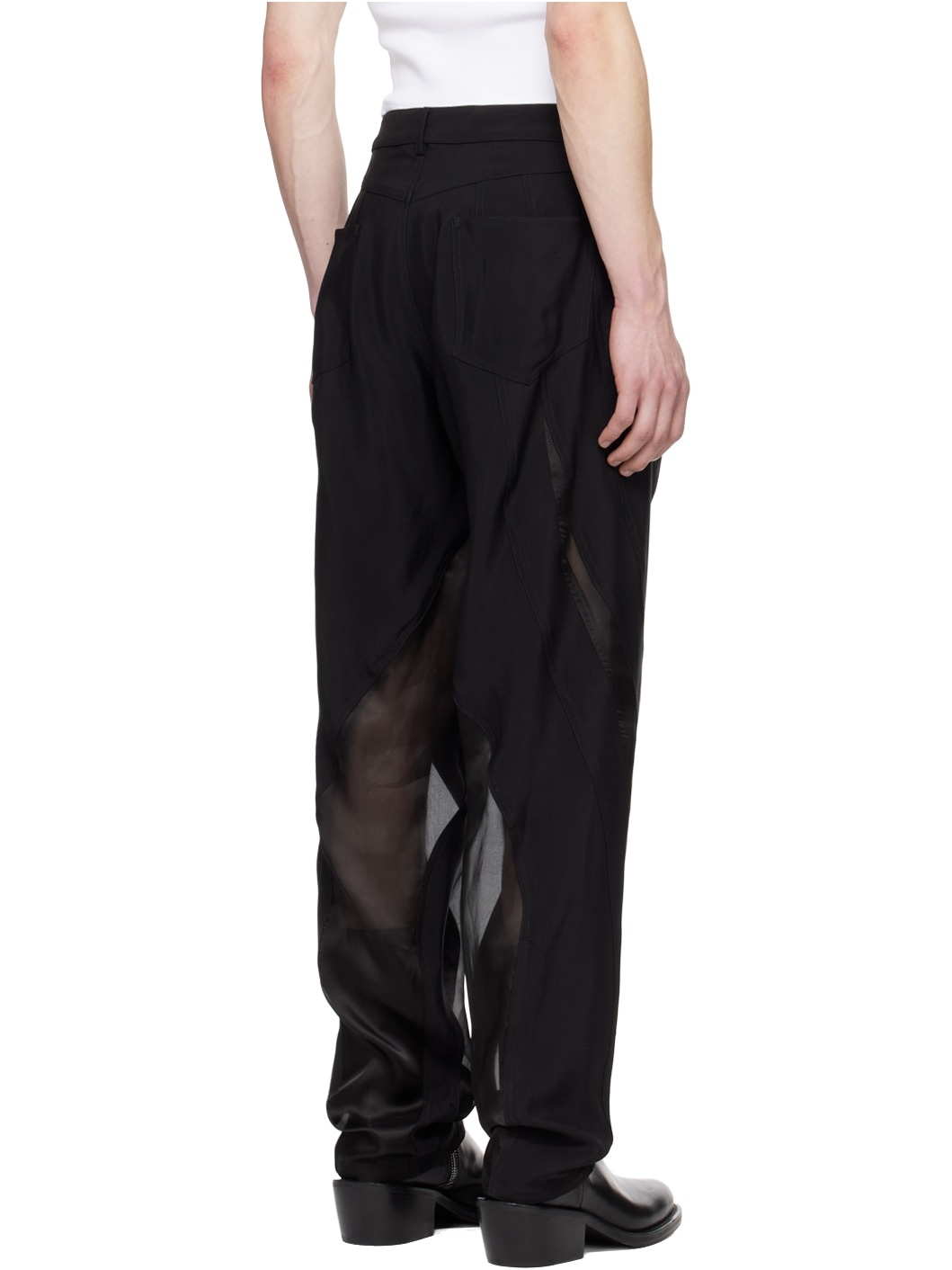 Black Semi-Sheer Trousers - 3