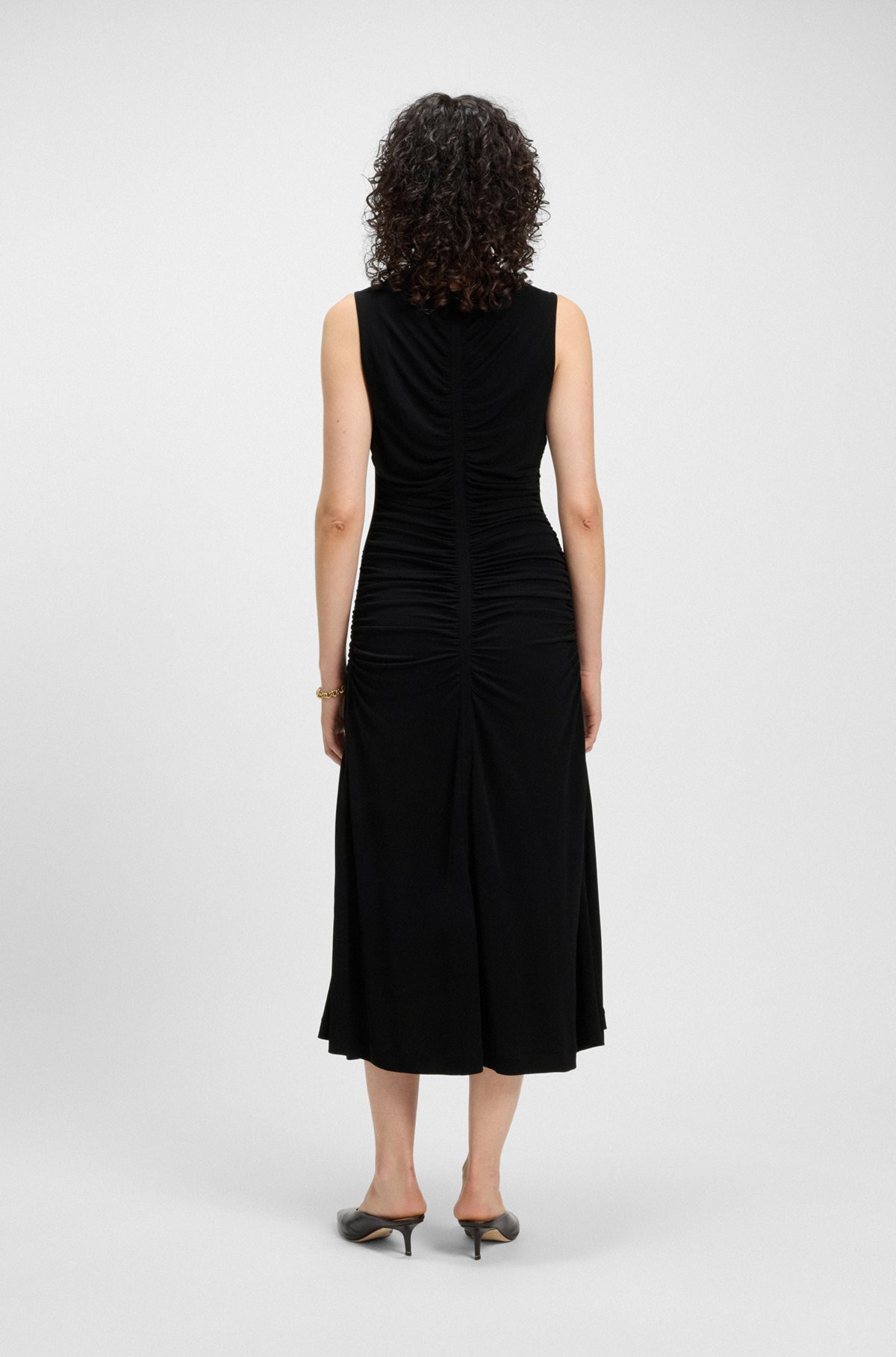 SLEEVELESS JERSEY DRESS WITH GATHERED DETAILS - 5