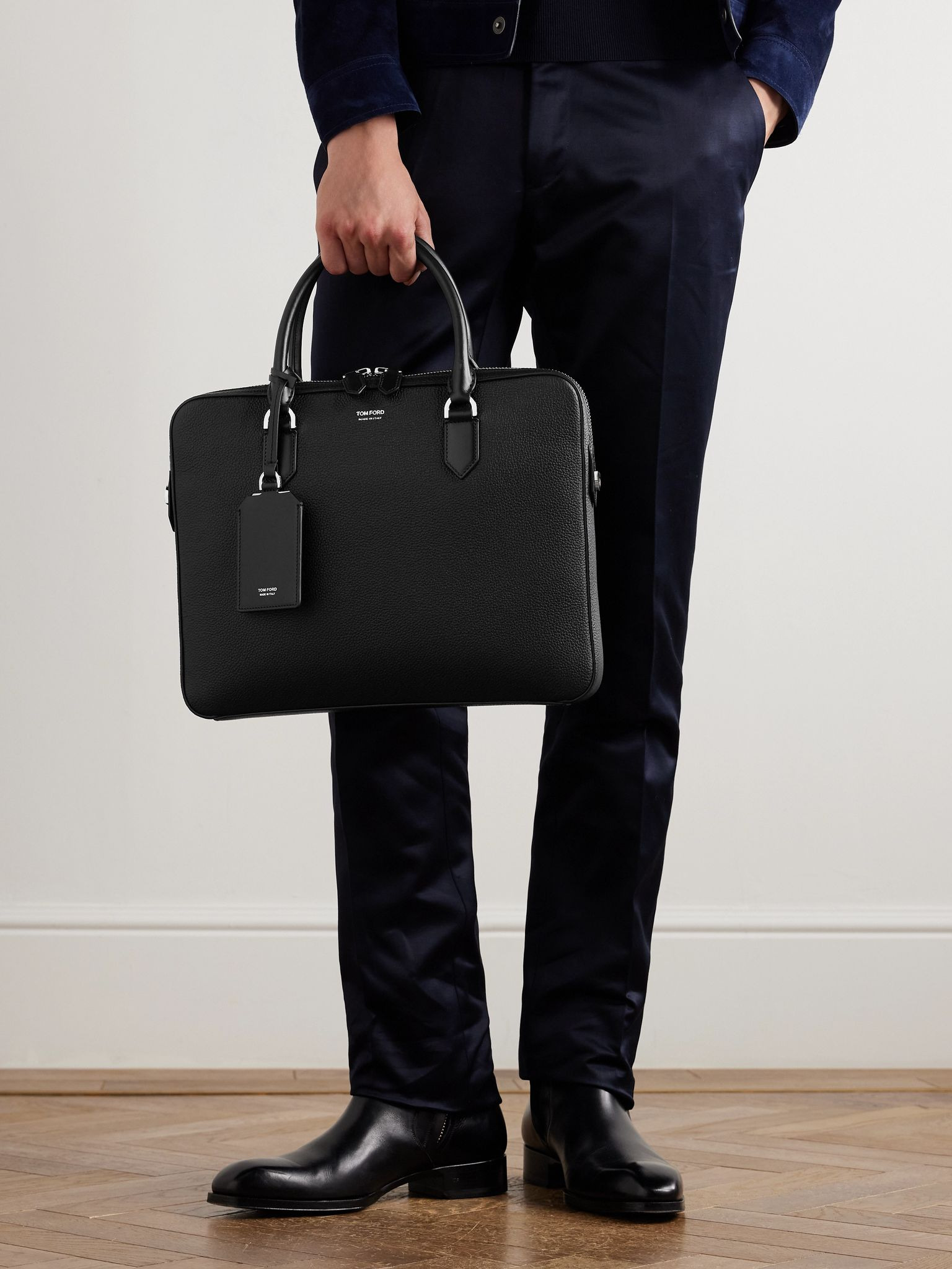 Elliot Full-Grain Leather Briefcase Black - 2