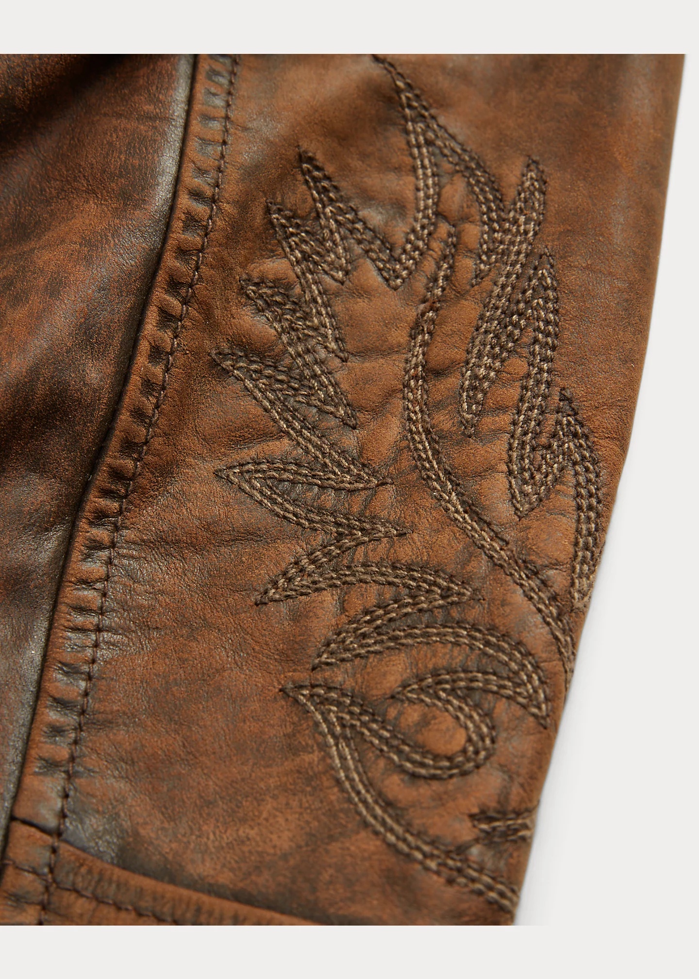 Embroidered Leather Jacket - 5