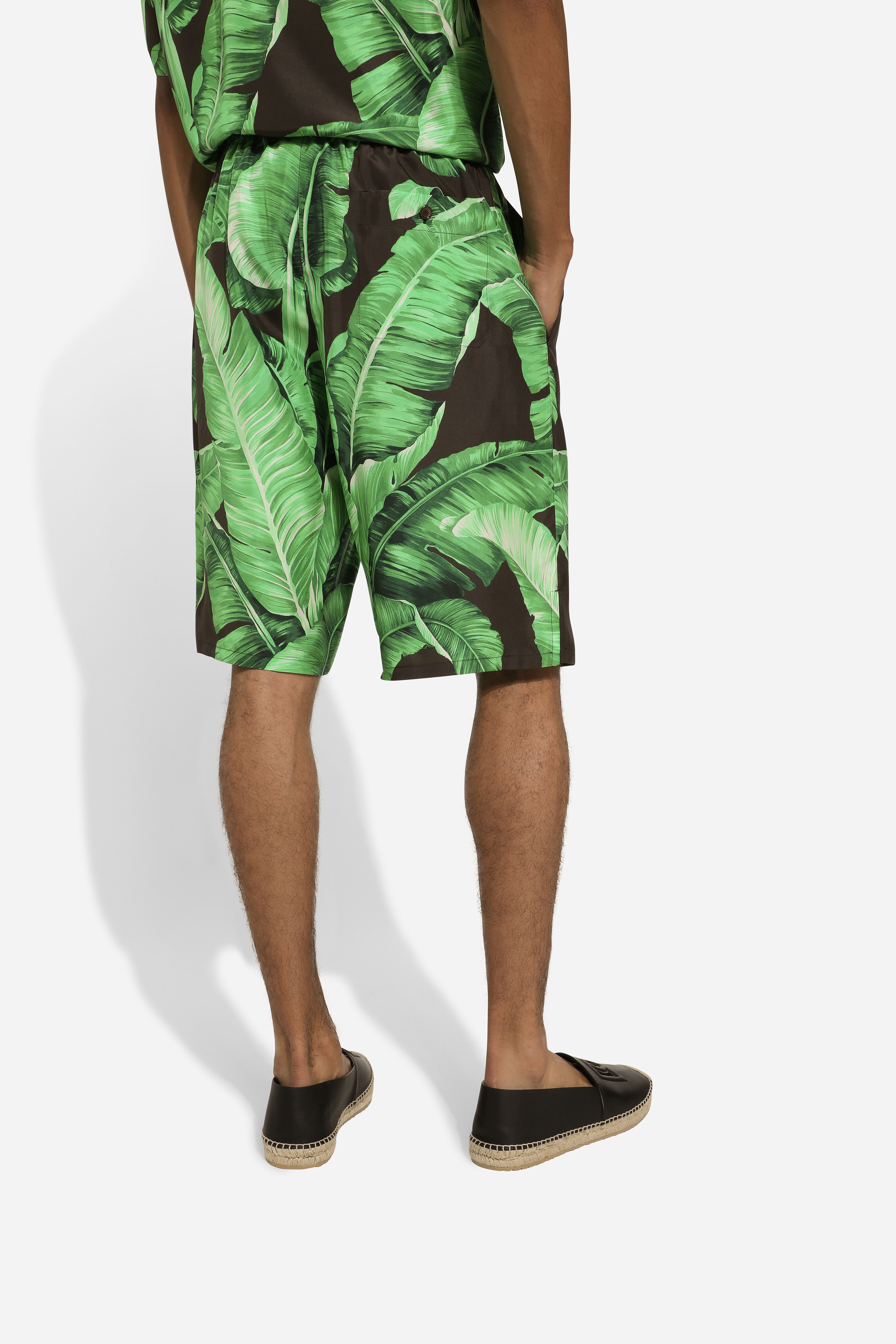 Banana-tree-print silk shorts - 4