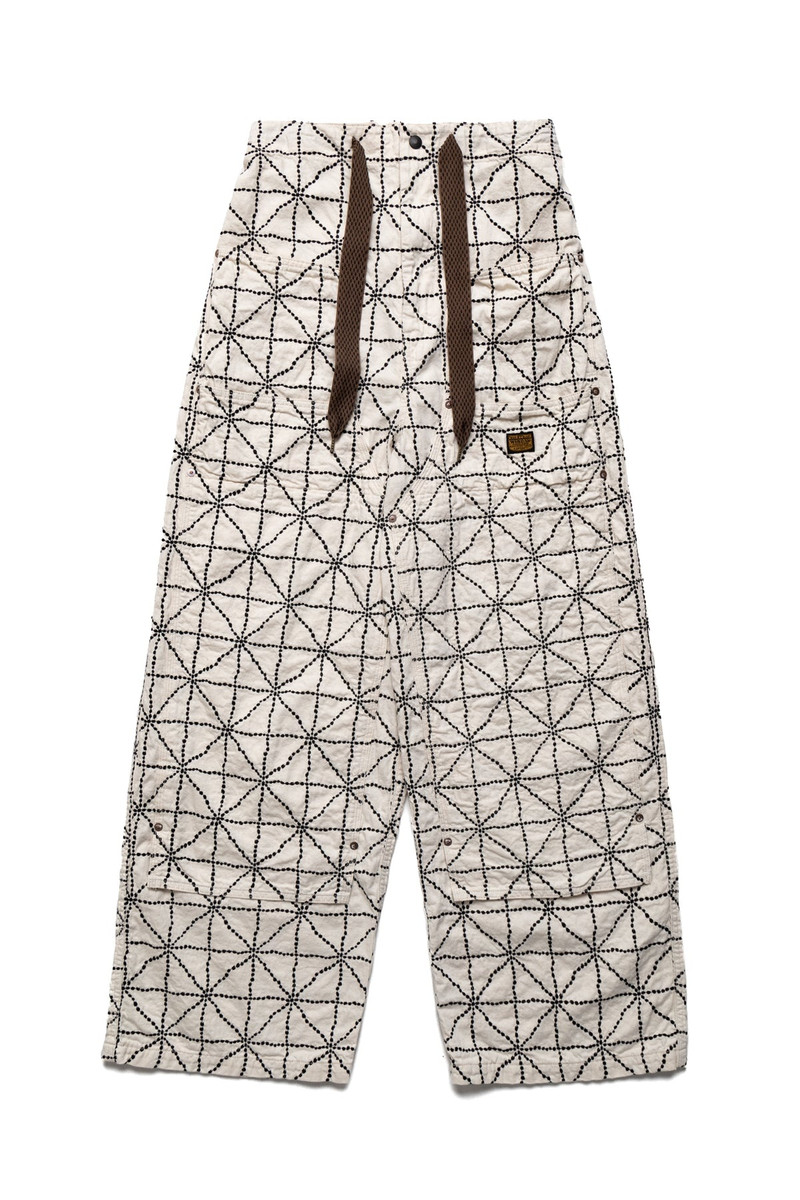 8oz Color Denim FOLD DOJO W-Knee EASY Baggy Pants - Ecru 1