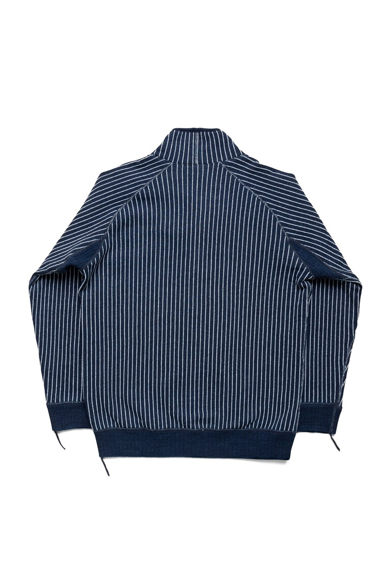 Pure Blue Japan Yarn Dyed Indigo Shawl Collar Sweatshirt - Indigo Stripe outlook