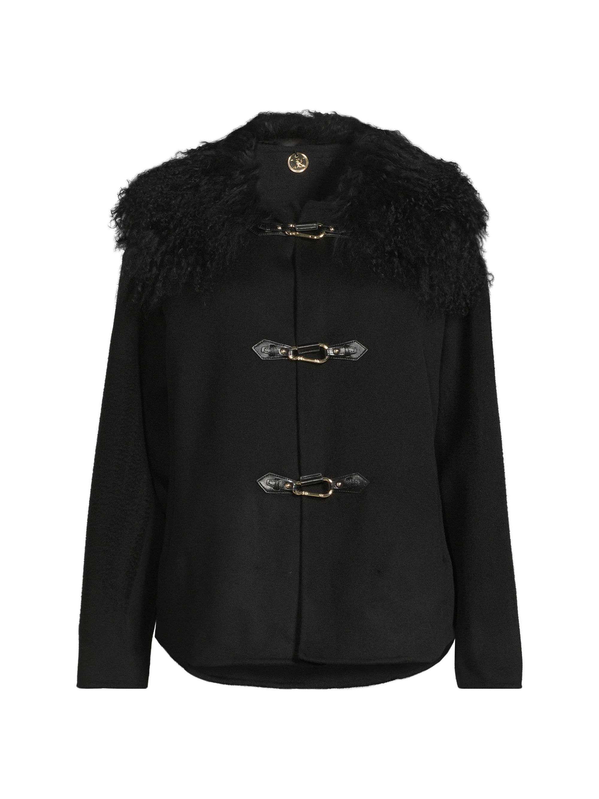 Women's Esme Double-Face Wool Short Coat - Black - 1
