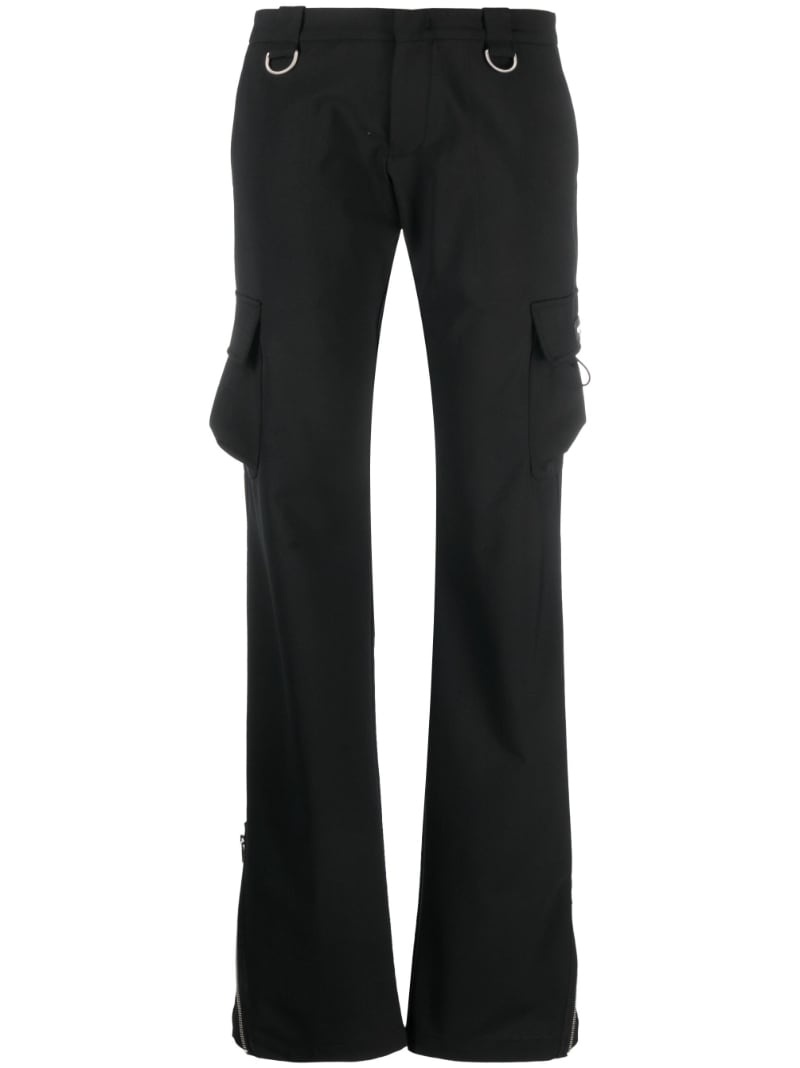 low-rise flared cargo trousers - 1