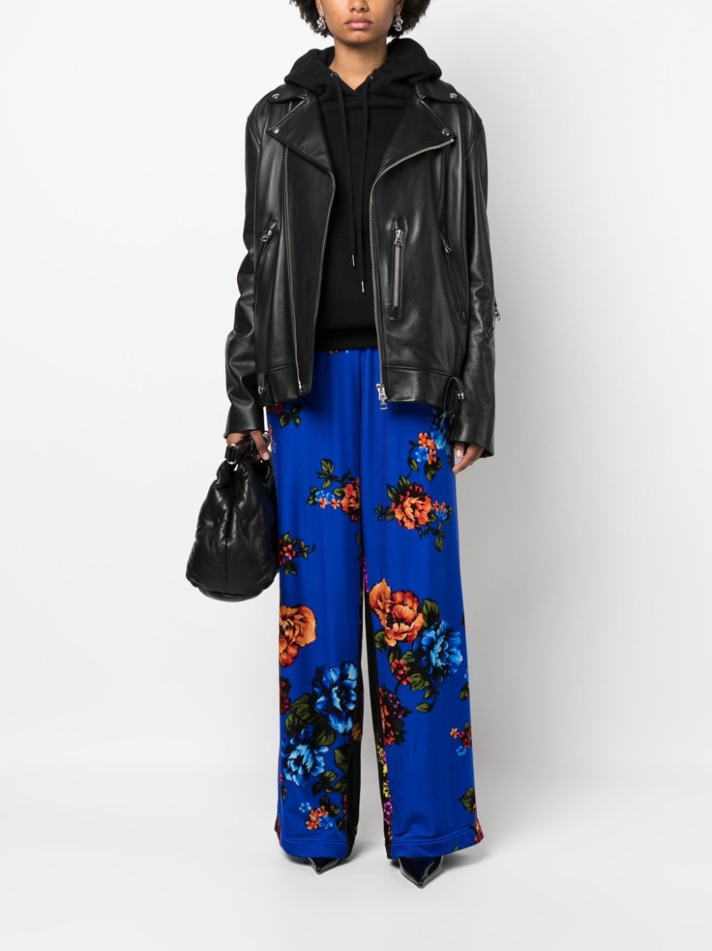 floral-print wide-leg velvet trousers - 2