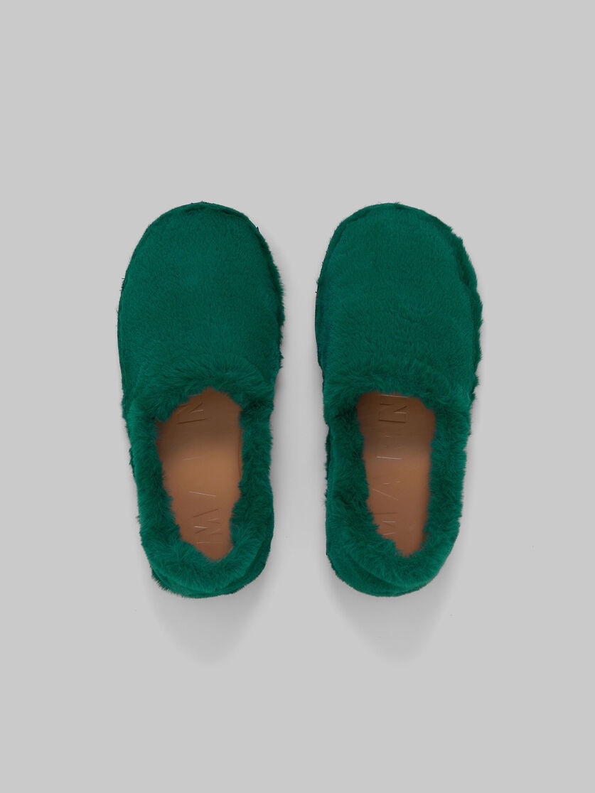 GREEN SLIP-ON LOAFER IN FAUX FUR - 4