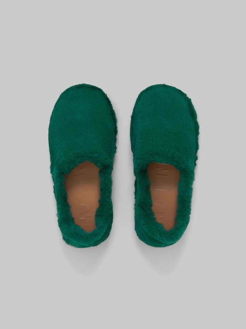 GREEN SLIP-ON LOAFER IN FAUX FUR 4
