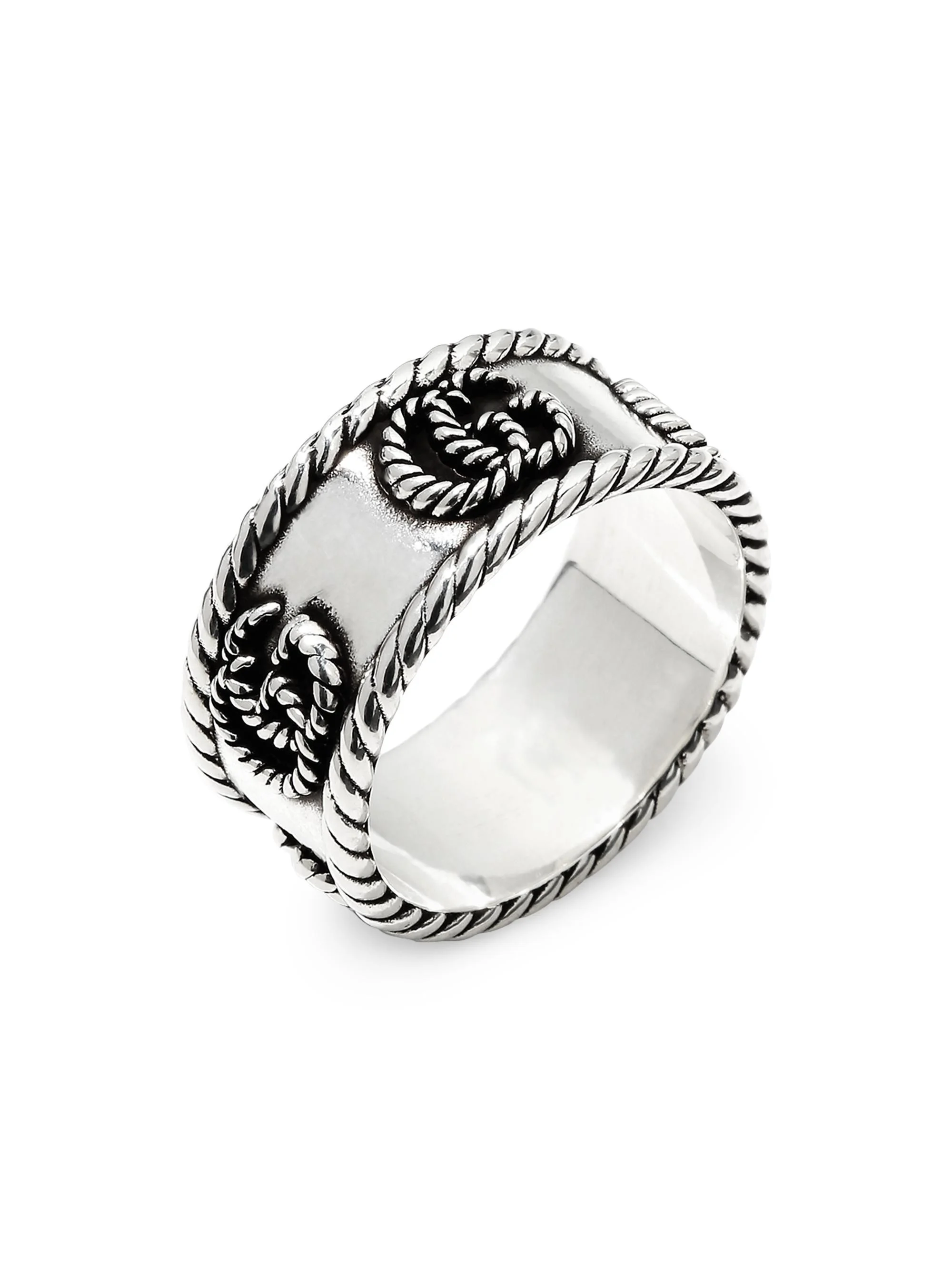 Women's GG Marmont Cabled Sterling Silver Band Ring - Silver - 1