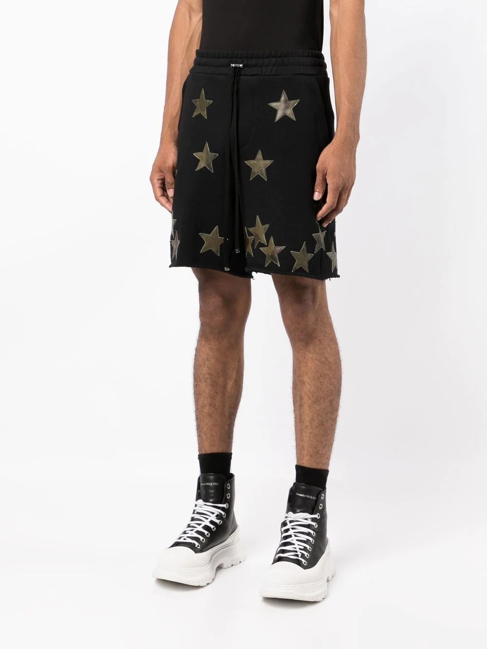 star-patch drawstring shorts - 3