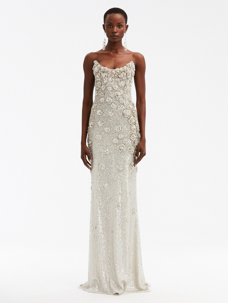STRAPLESS CRYSTAL EMBROIDERED GOWN 1