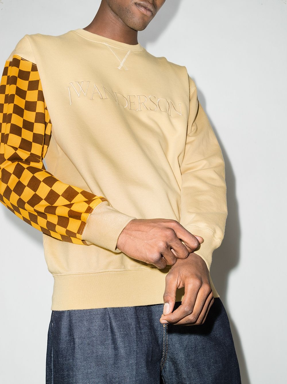 checkerboard-print logo sweatshirt - 2