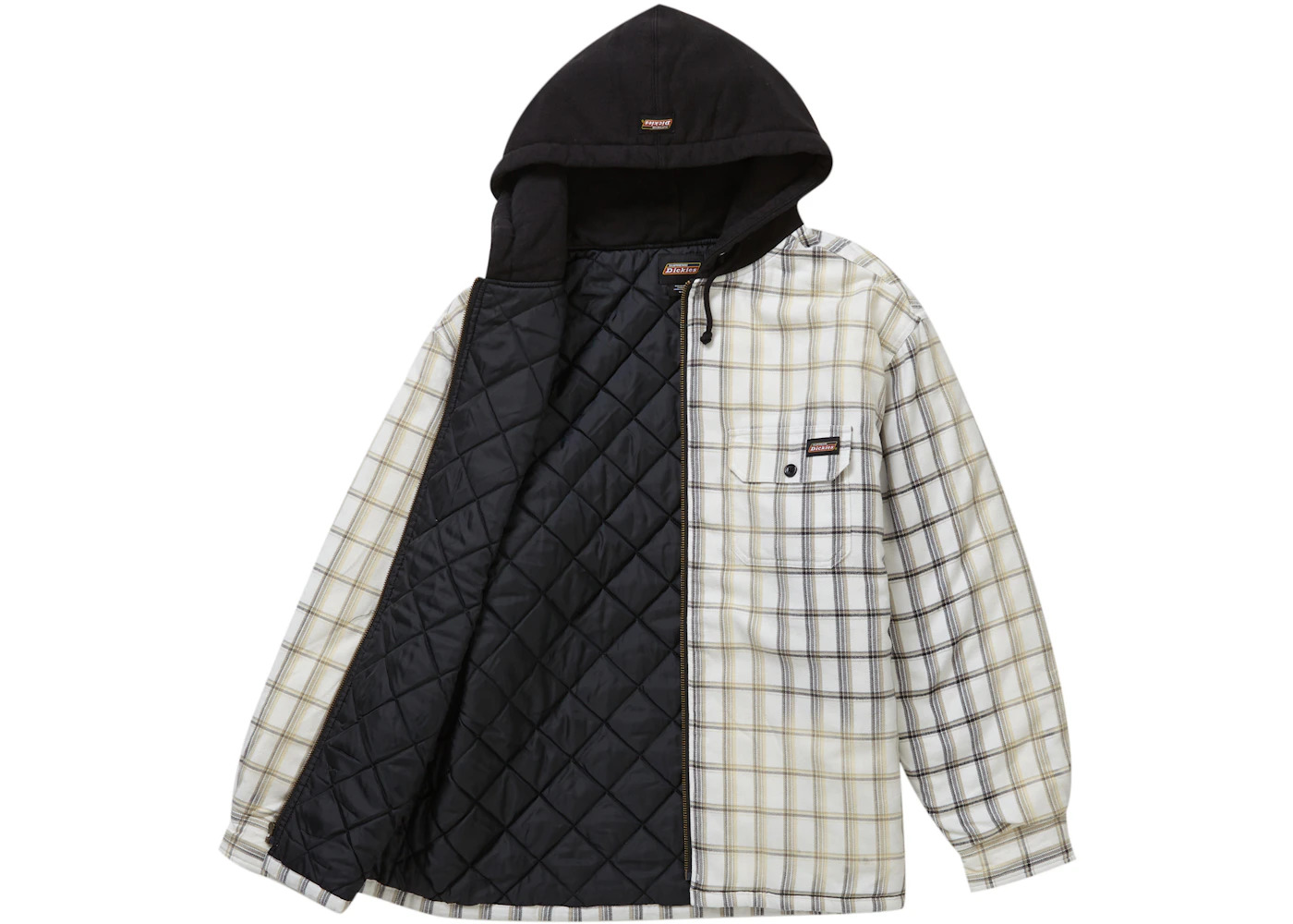 Supreme Dickies Plaid Hooded Zip Up Shirt Black - 2