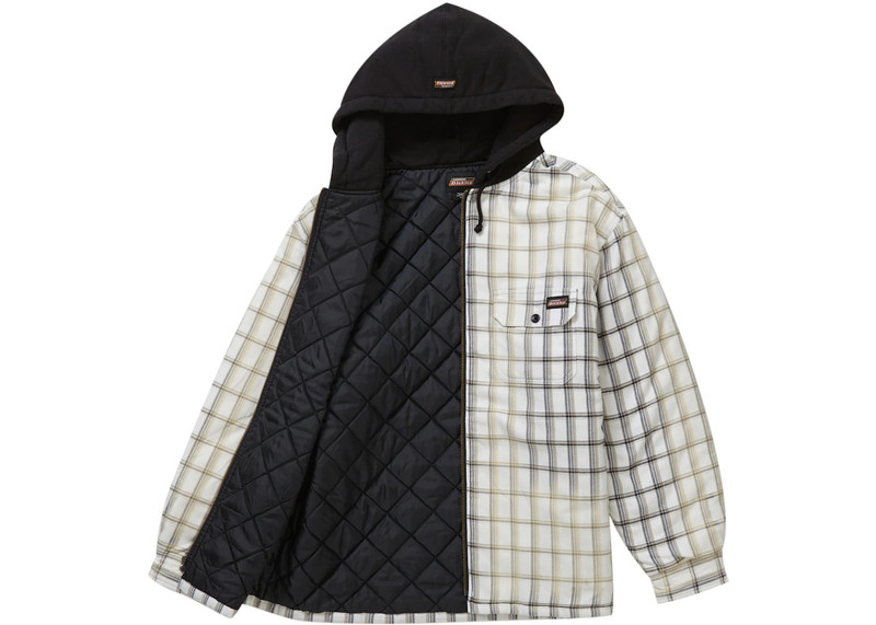 Supreme Supreme Dickies Plaid Hooded Zip Up Shirt Black outlook