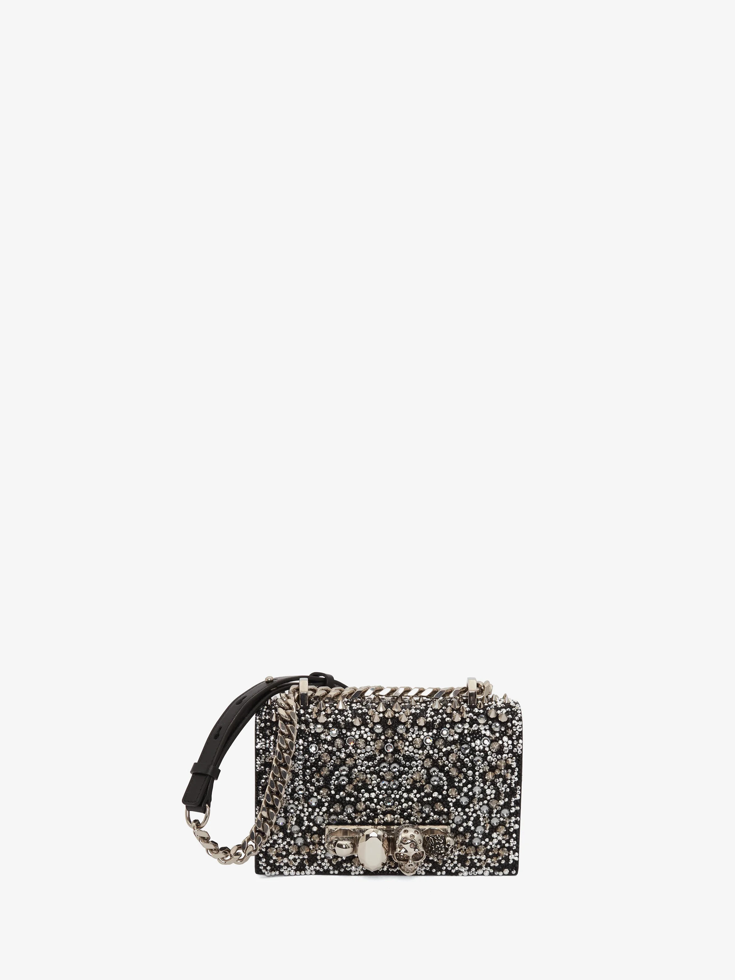 Women's Crystal-embellished Mini Jewelled Satchel in Black - 1