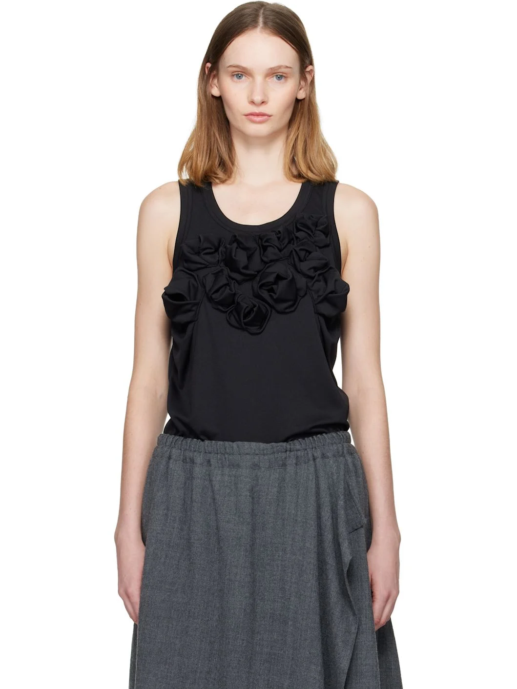 Black Flower Detail Tank Top - 1