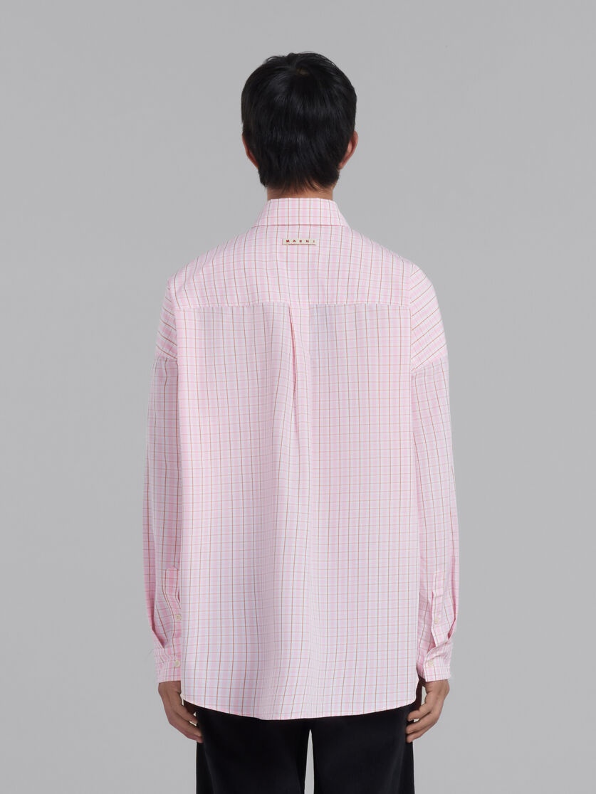 BLUE BIO POPLIN SHIRT WITH CONTRASTING CHECKS - 3