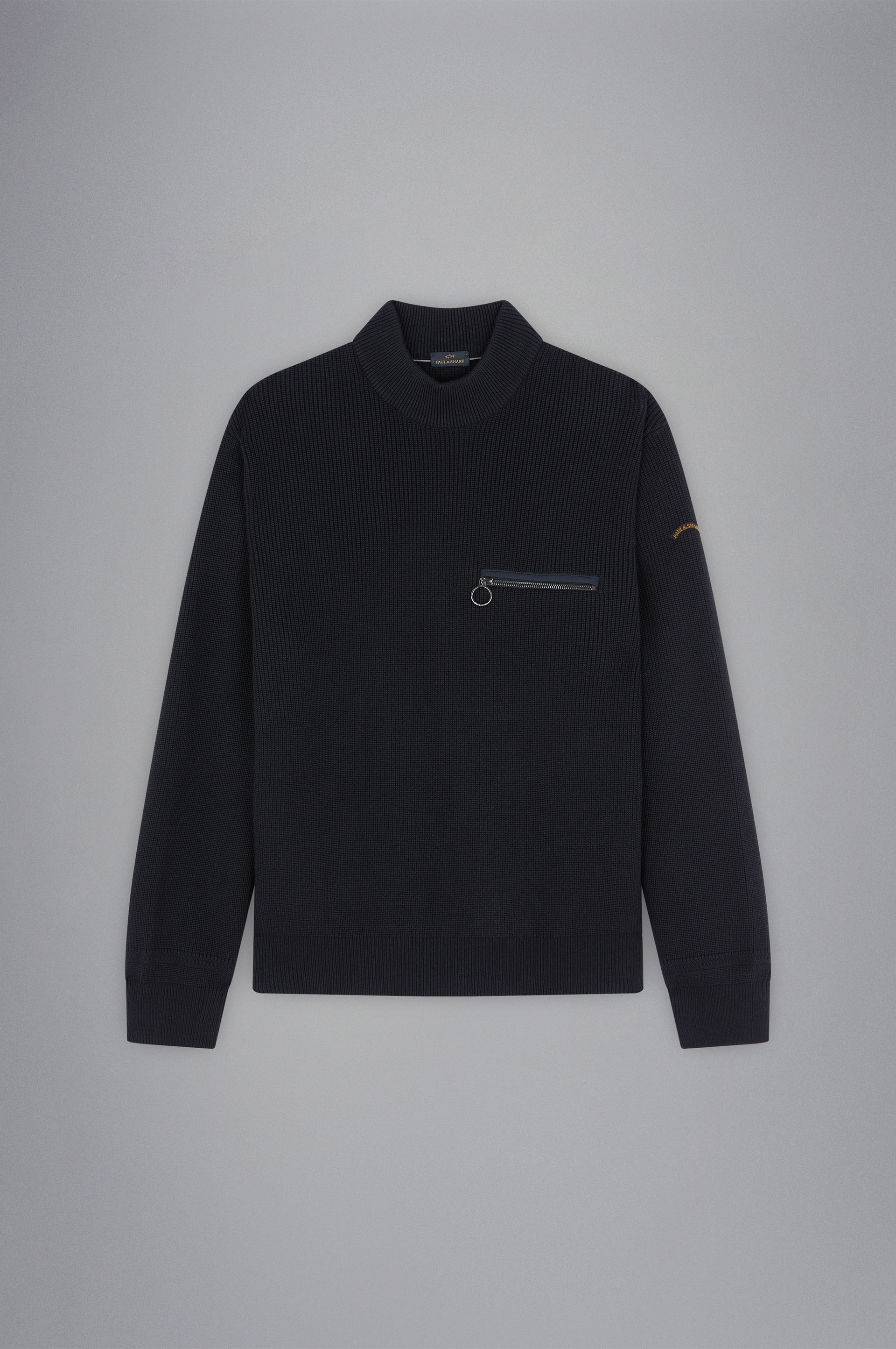RIBBED WOOL PULLOVER WITH POCKET - 1