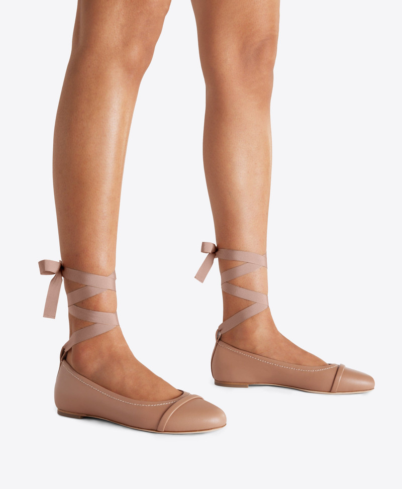 Sabina Blush Leather Flat Pumps 5