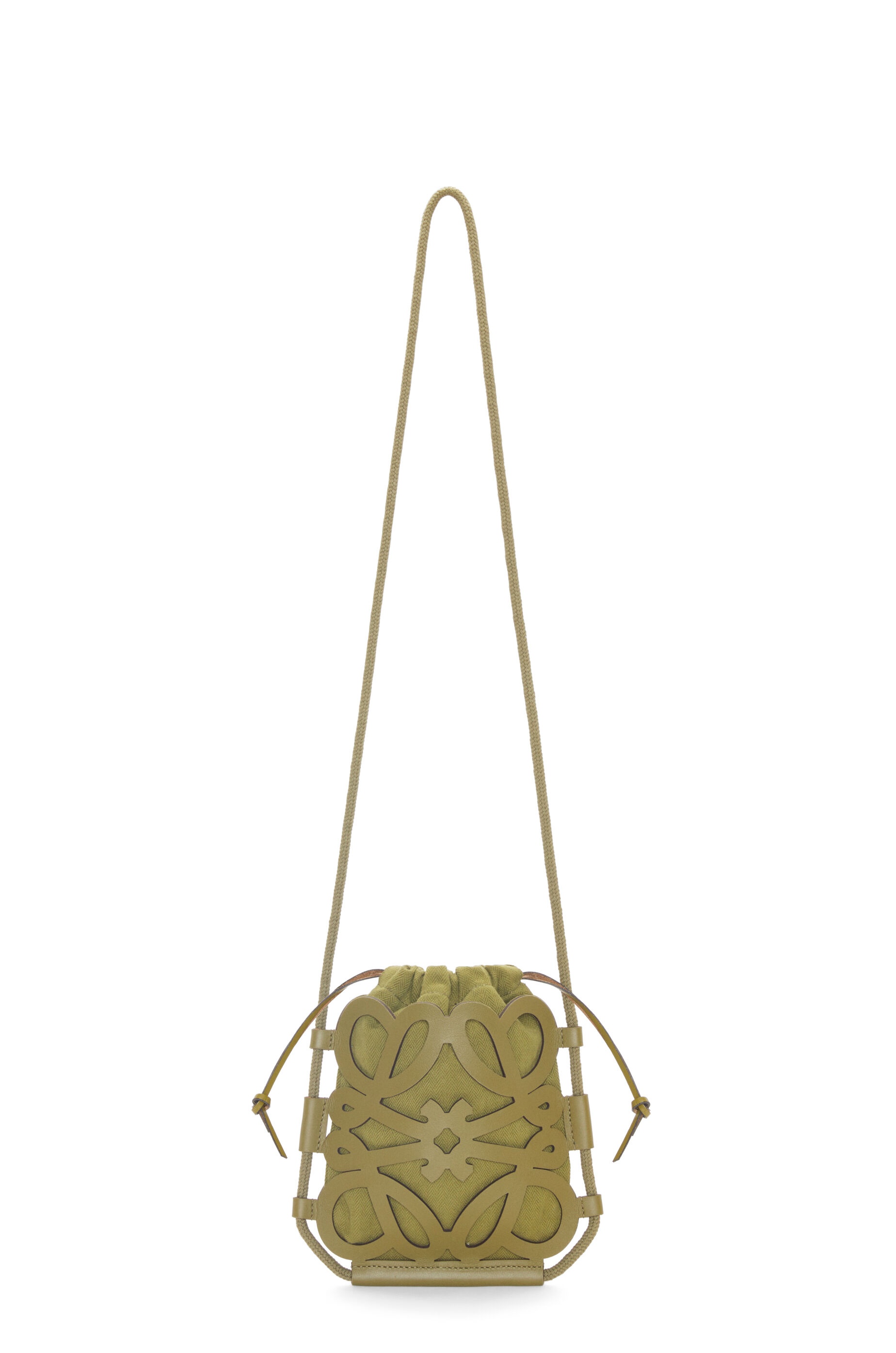 Anagram cut-out crossbody in classic calfskin and canvas - 4