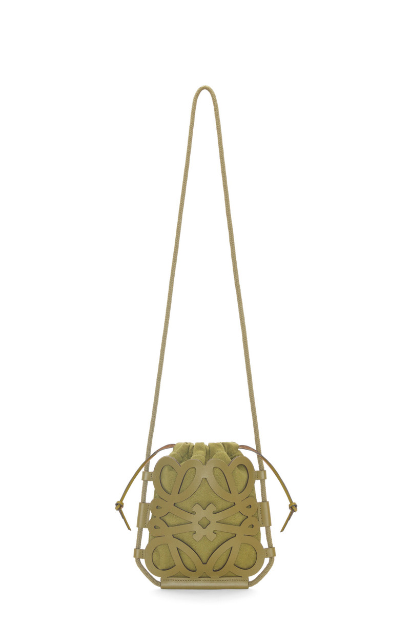 Anagram cut-out crossbody in classic calfskin and canvas 4