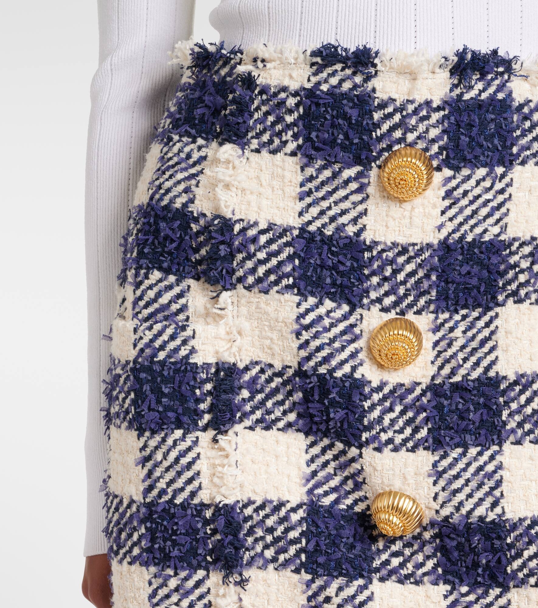 Checked high-rise tweed miniskirt - 4