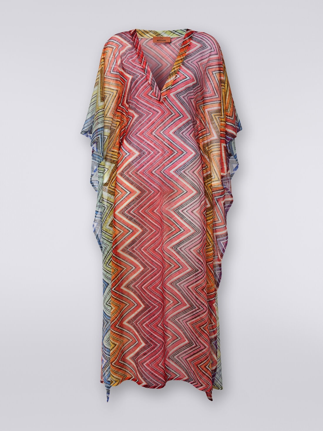 Long cover up kaftan in zigzag print fabric - 1