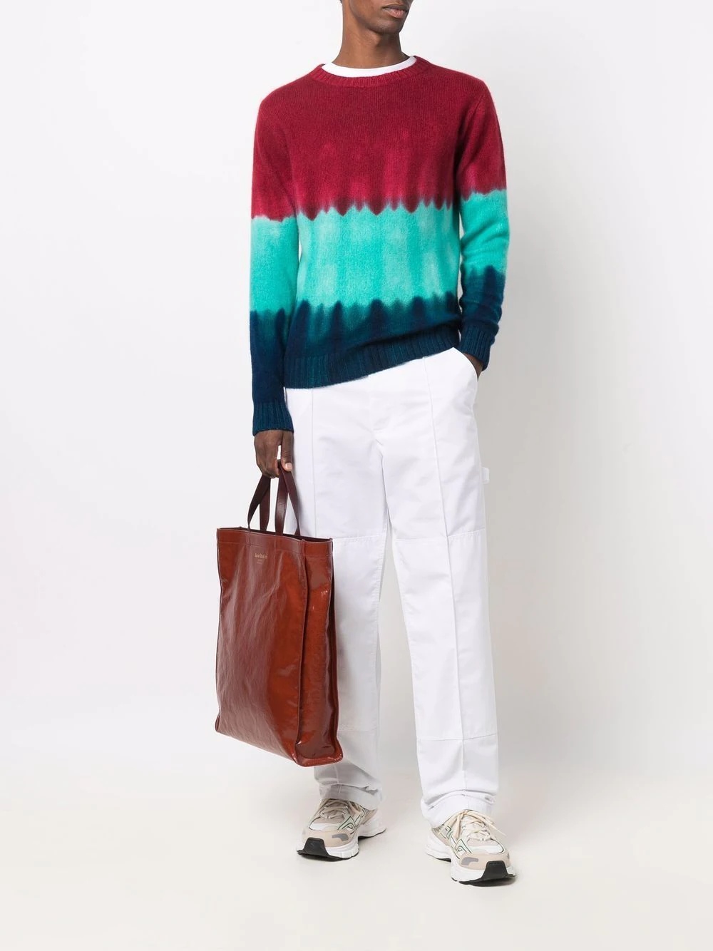 colour-block tie-dye jumper - 2