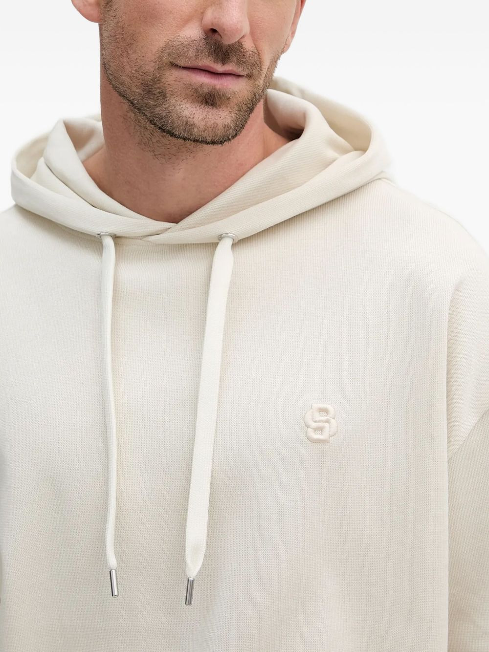 logo-embroidered drawstring hoodie - 5