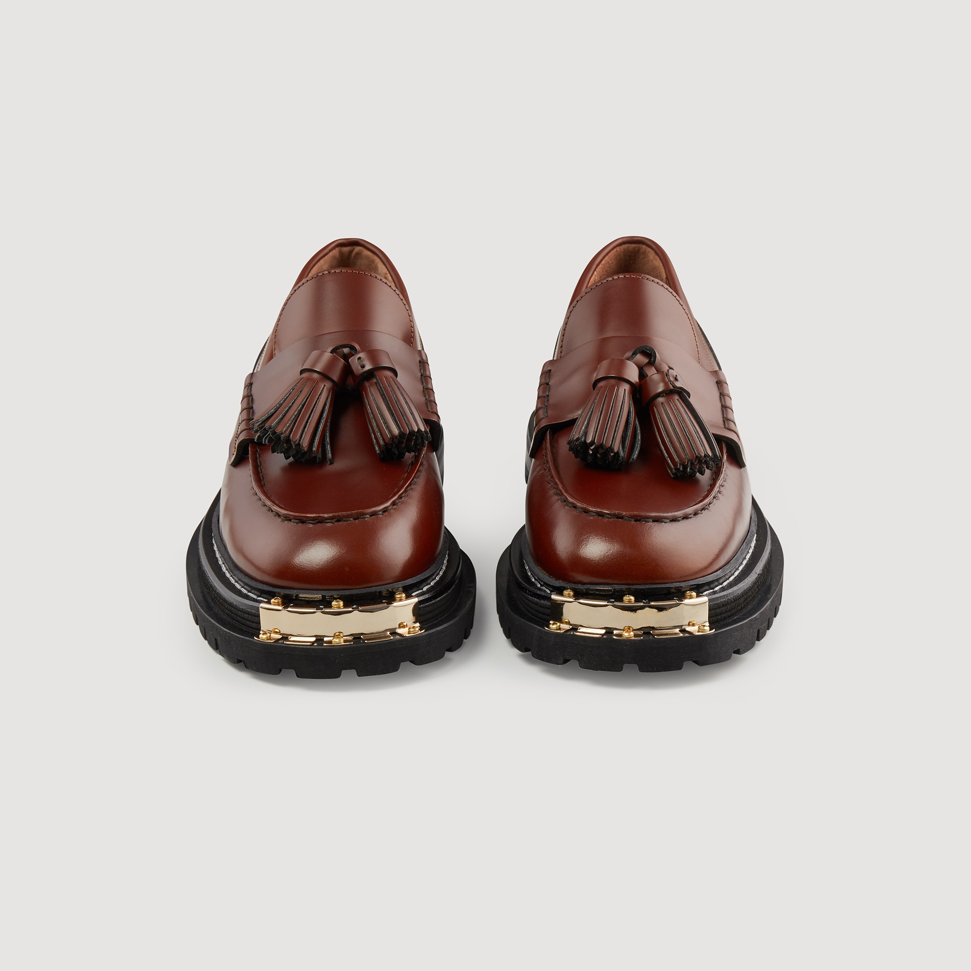 Thick-soled leather loafers - 3