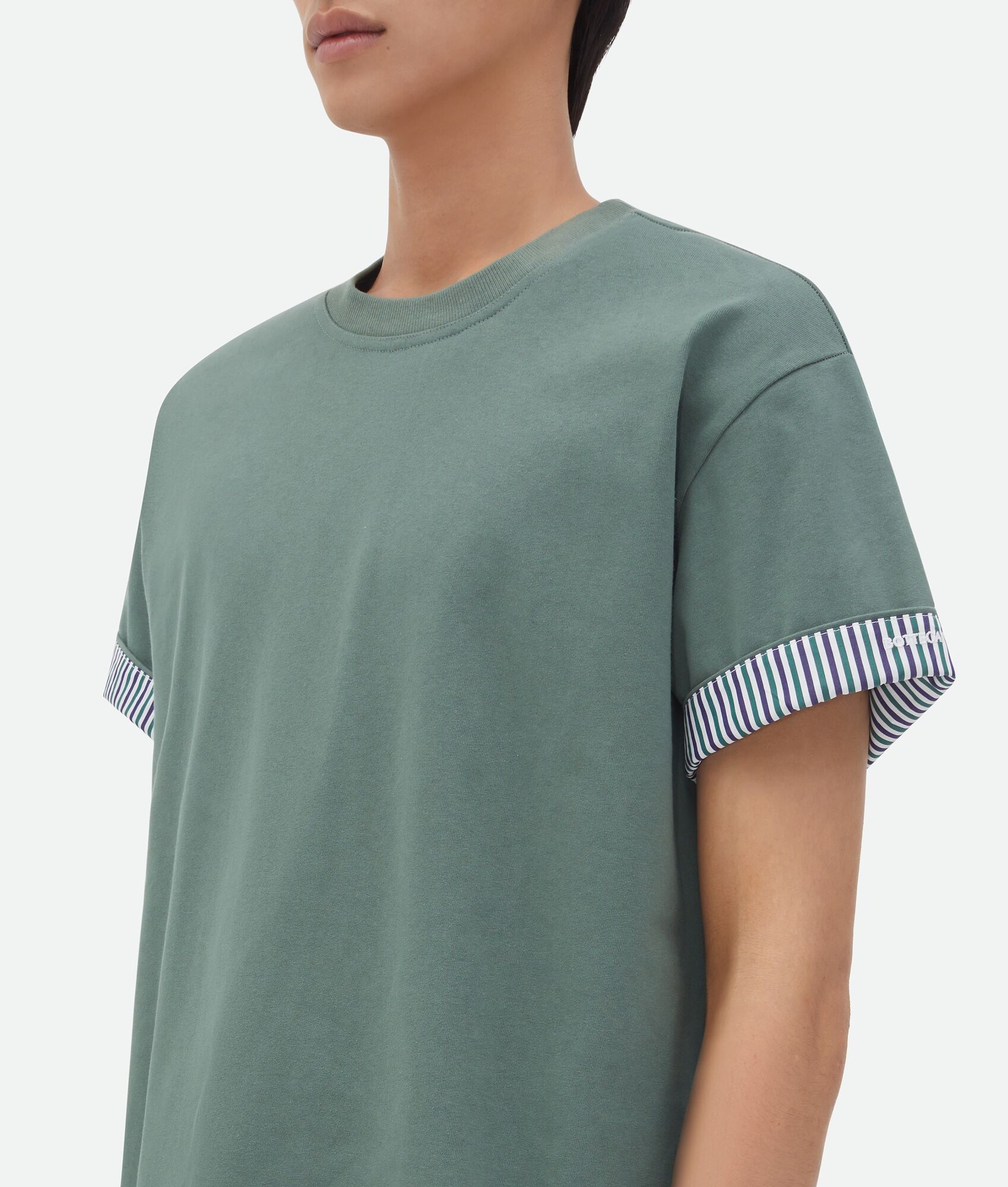 Double Layer Striped Cotton T-Shirt - 4