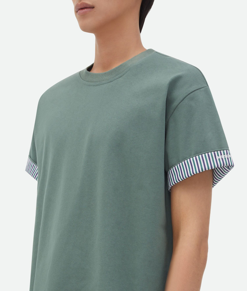 Double Layer Striped Cotton T-Shirt 4