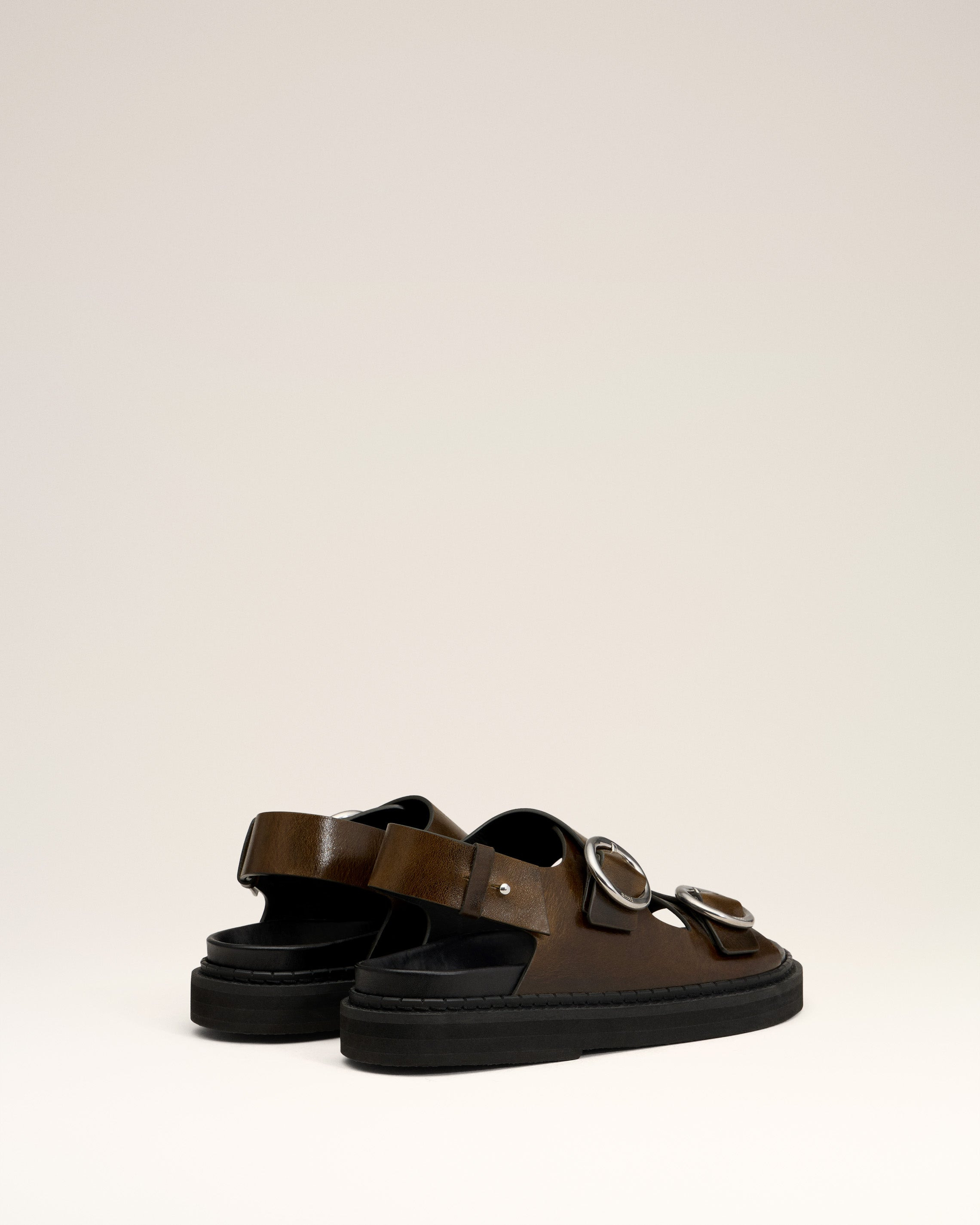 GREEN LEATHER FUSSBET MIDI SANDALS - 4
