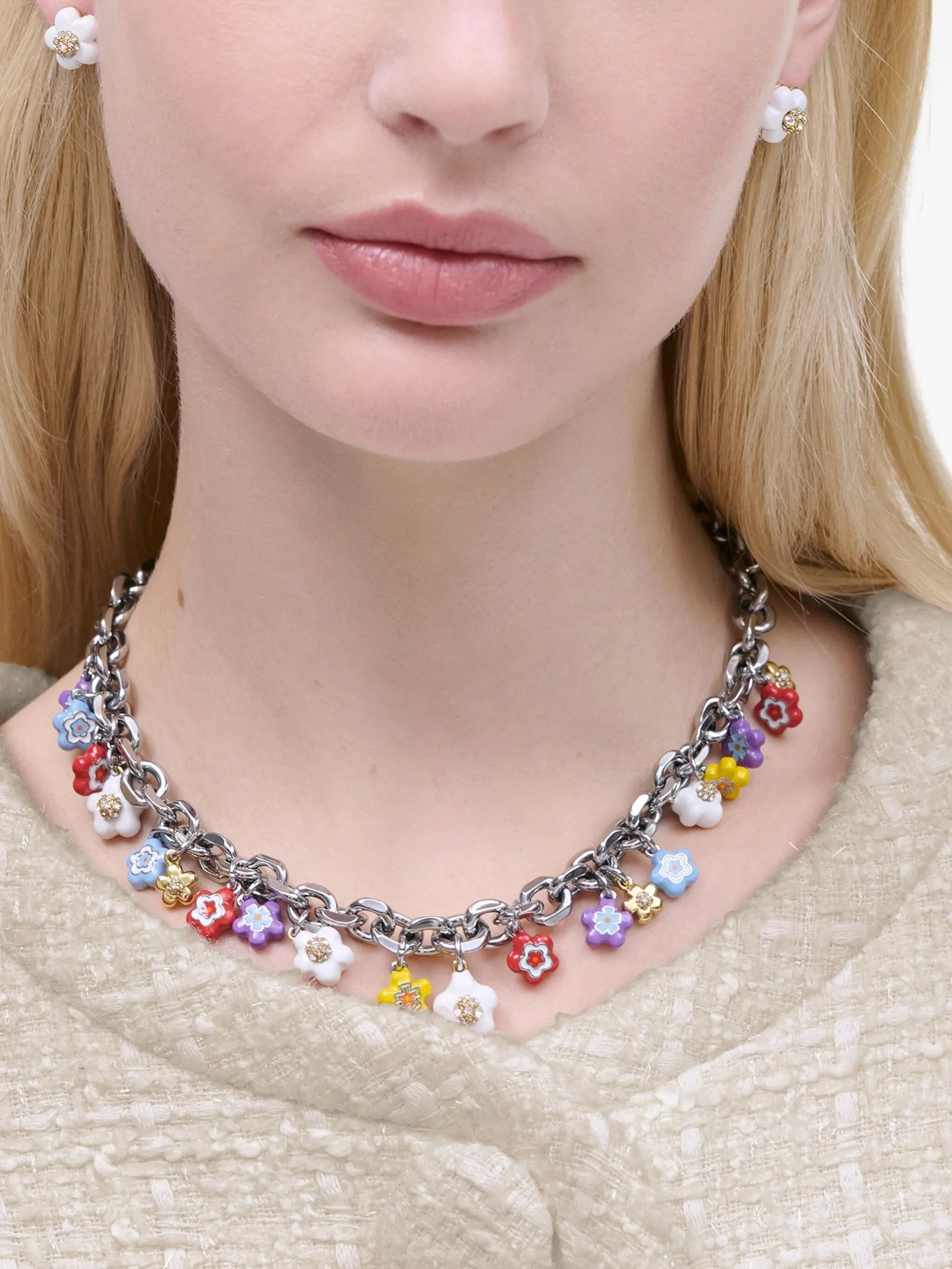 THE ENAMEL WILD DAISY CHARM NECKLACE - 4