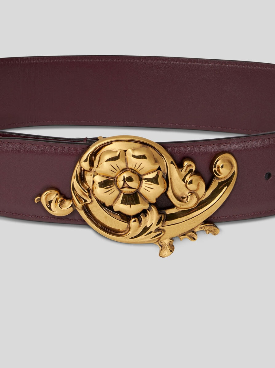 LEATHER BELT WITH FLORAL BUCKLE - 2
